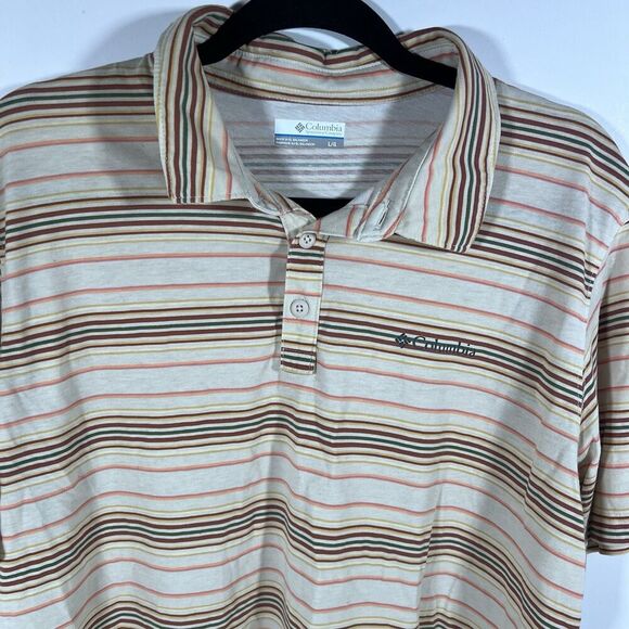 Columbia Multicolor Striped Polo Collared Short Sleeve Shirt Men's Large - Picture 3 of 6